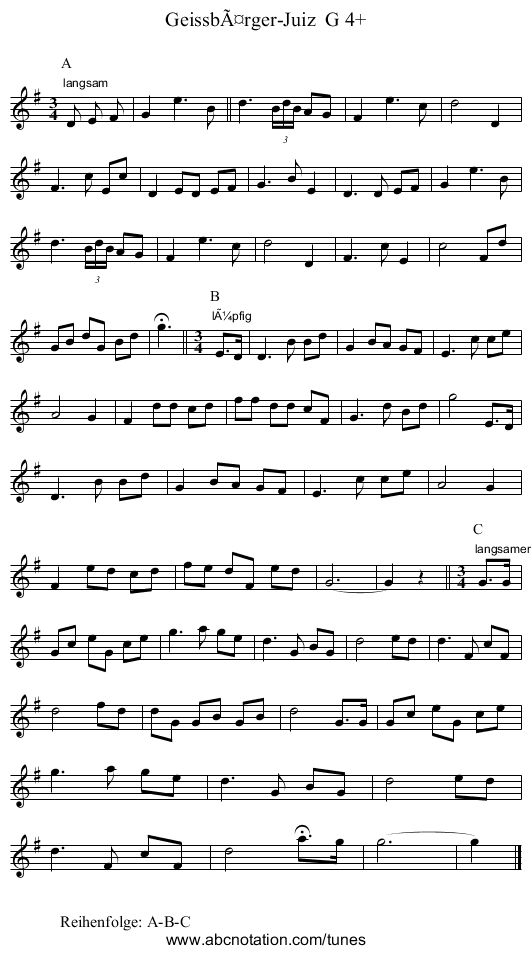 GeissbÃ¤rger-Juiz  G 4+ - staff notation