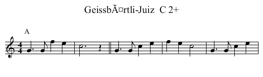 GeissbÃ¤rtli-Juiz  C 2+ - staff notation