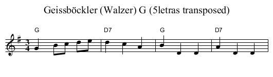 Geissb&ouml;ckler (Walzer) G (5letras transposed) - staff notation
