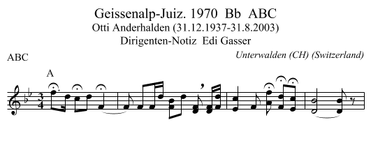 Geissenalp-Juiz. 1970  Bb  ABC - staff notation