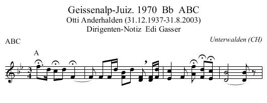 Geissenalp-Juiz. 1970  Bb  ABC - staff notation