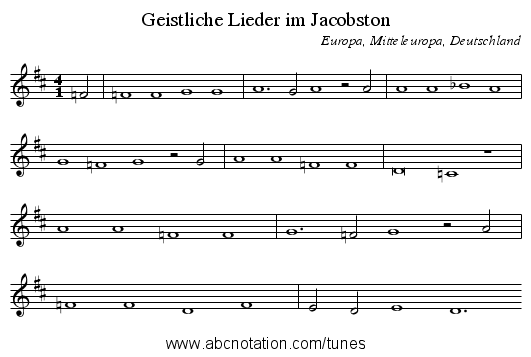 Geistliche Lieder im Jacobston - staff notation