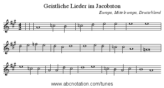 Geistliche Lieder im Jacobston - staff notation