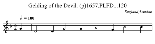 Gelding of the Devil. (p)1657.PLFD1.120 - staff notation