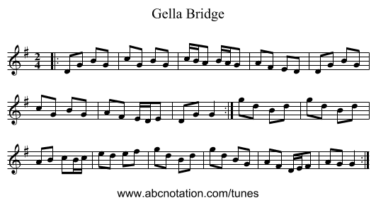 Gella Bridge - staff notation