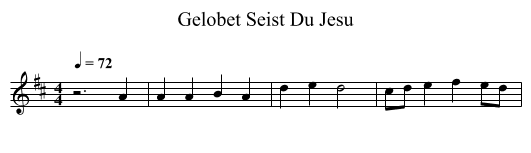 Gelobet Seist Du Jesu - staff notation