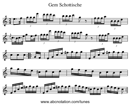 Gem Schottische - staff notation
