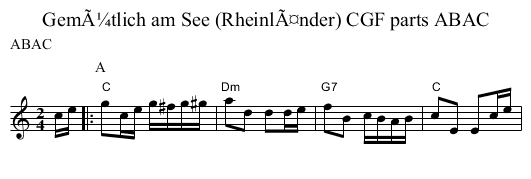 GemÃ¼tlich am See (RheinlÃ¤nder) CGF parts ABAC - staff notation