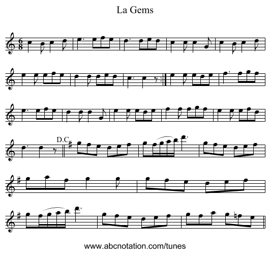 Gems, La - staff notation