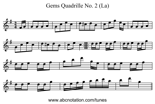 Gems Quadrille No. 2 (La) - staff notation