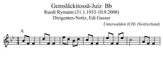 Gemsläckitossä-Juiz  Bb - staff notation