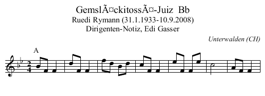 GemslÃ¤ckitossÃ¤-Juiz  Bb - staff notation