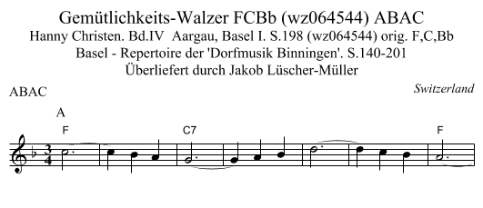 Gemütlichkeits-Walzer FCBb (wz064544) ABAC - staff notation