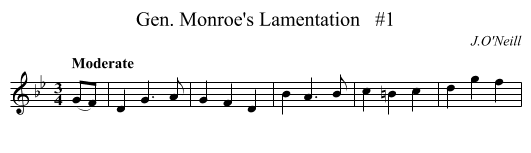 Gen. Monroe's Lamentation   #1 - staff notation