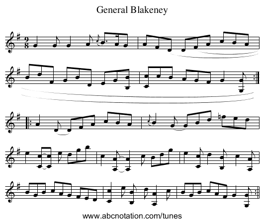 General Blakeney - staff notation