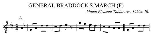 GENERAL BRADDOCK'S MARCH (F) - staff notation