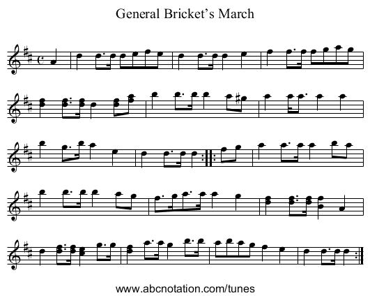 General Bricket’s March - staff notation