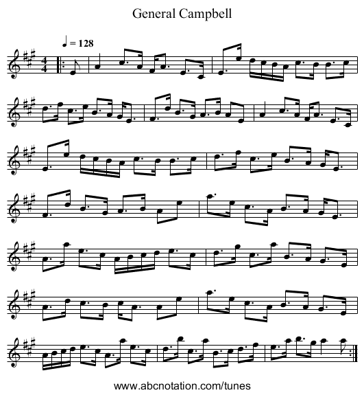 General Campbell - staff notation