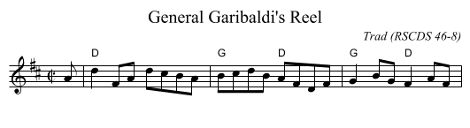 General Garibaldi's Reel - staff notation