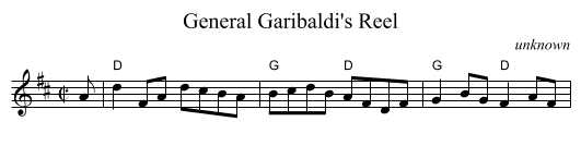 General Garibaldi's Reel - staff notation
