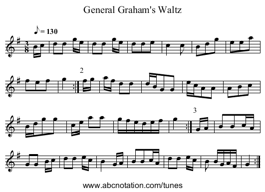 General Graham's Waltz - staff notation