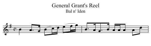 General Grant's Reel - staff notation