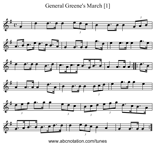General Greene's March [1] - staff notation