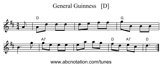 General Guinness   [D] - staff notation