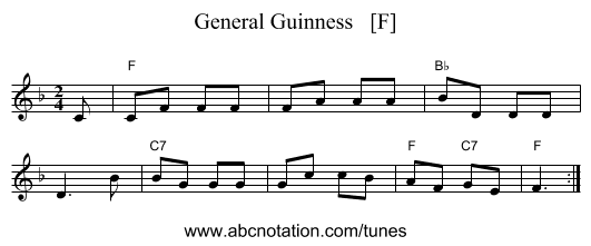 General Guinness   [F] - staff notation