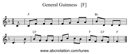 General Guinness   [F] - staff notation