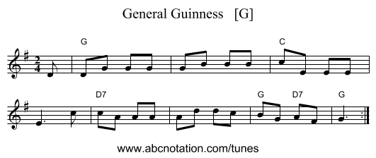 General Guinness   [G] - staff notation