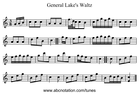 General Lake's Waltz - staff notation