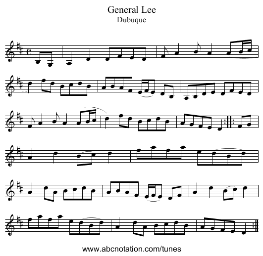 General Lee - staff notation