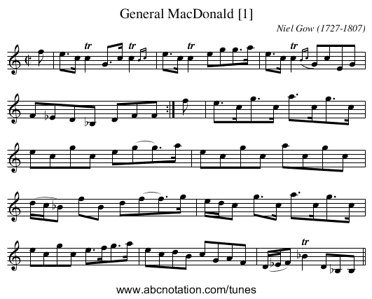 General MacDonald [1] - staff notation