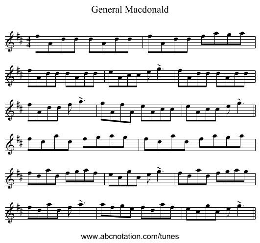 General Macdonald - staff notation