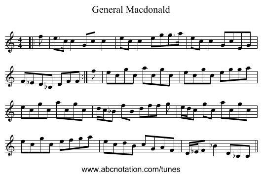 General Macdonald - staff notation