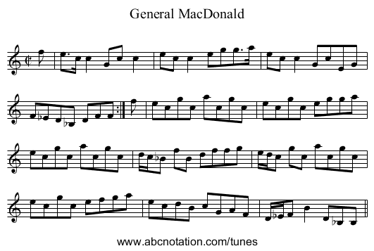 General MacDonald - staff notation