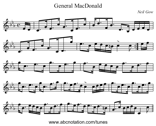 General MacDonald - staff notation