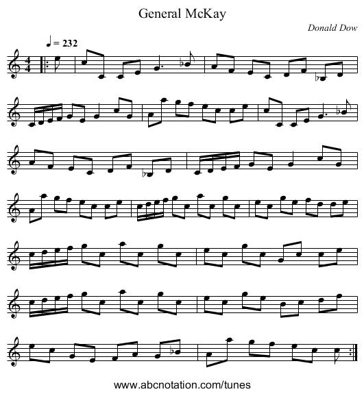 General McKay - staff notation