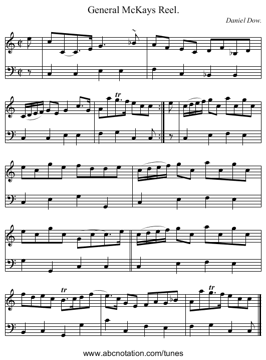 General McKays Reel. - staff notation