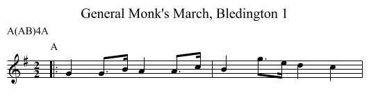General Monk's March, Bledington 1 - staff notation
