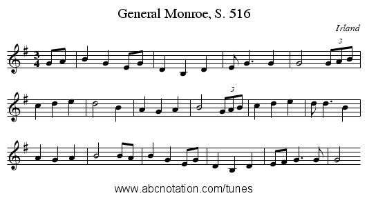 General Monroe, S. 516 - staff notation