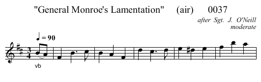 General Monroe's Lamentation     (air)      0037 - staff notation