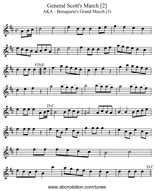General Scott's March [2] - staff notation