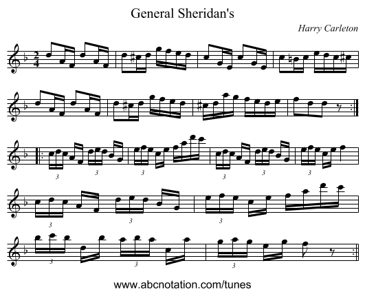 General Sheridan's - staff notation