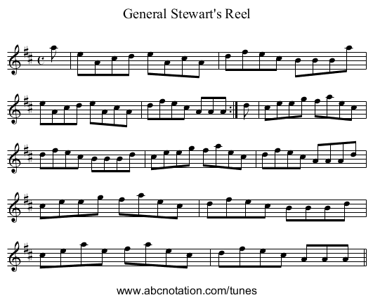 General Stewart's Reel - staff notation