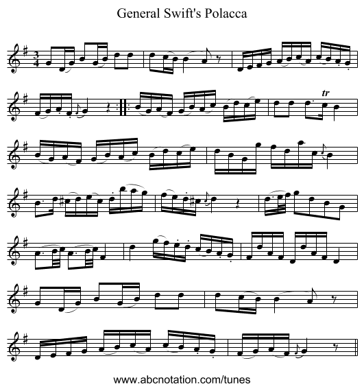 General Swift's Polacca - staff notation