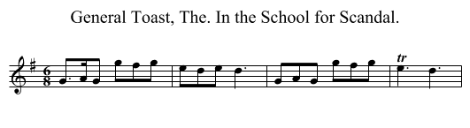 General Toast, The. In the School for Scandal. - staff notation