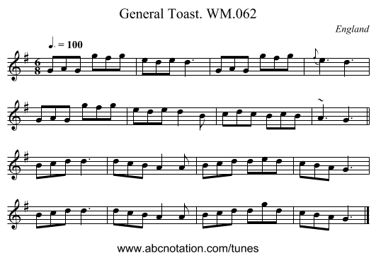 General Toast. WM.062 - staff notation