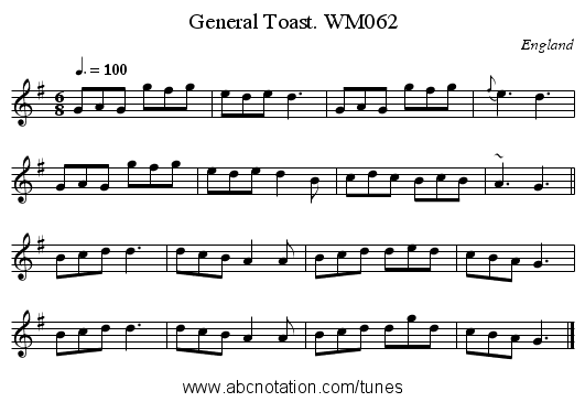 General Toast. WM062 - staff notation